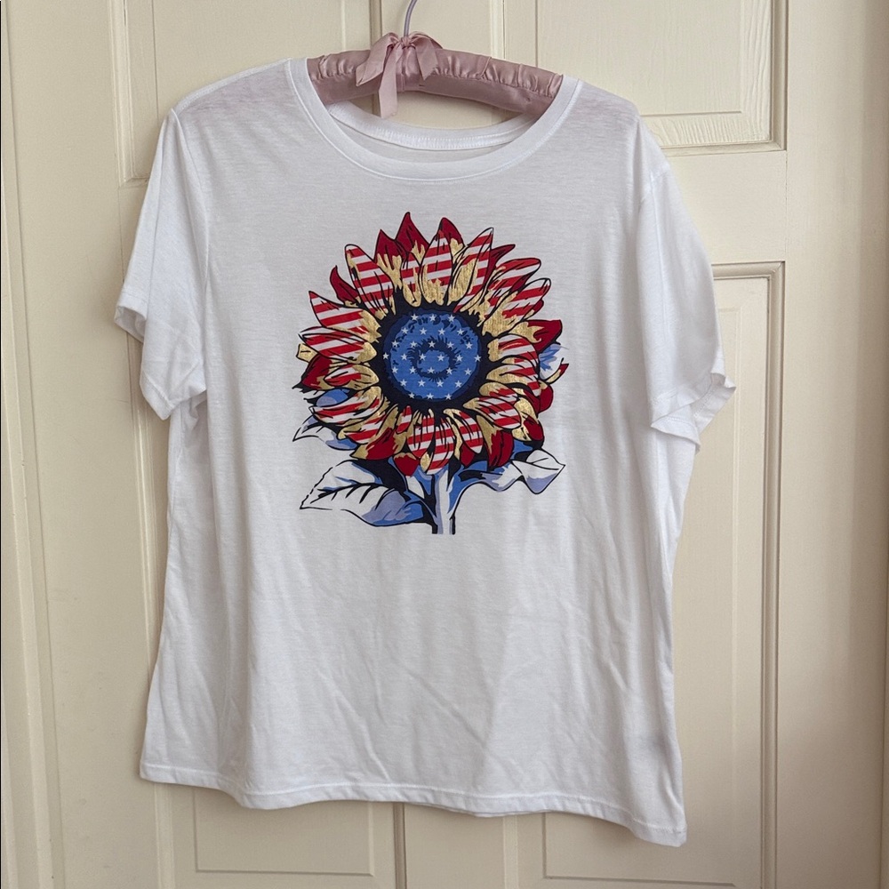 White Sunflower Graphic Tee